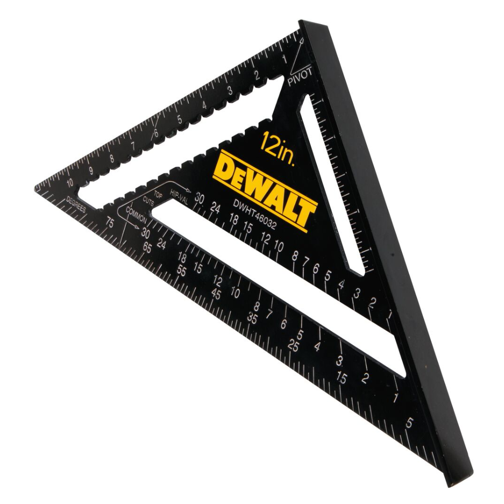 DEWALT 12-inch square tool with stainless steel blade and ergonomic handle, ideal for precise woodworking and construction projects.
