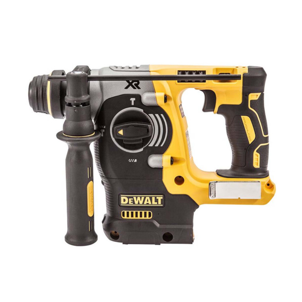 DEWALT 18V XR brushless 24mm SDS hammer tool with bare unit, featuring a compact 2kg design and ergonomic grip.