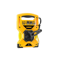 DEWALT 30M fiberglass long tape measure with a durable steel case and clear measurement markings for precise length measuring.