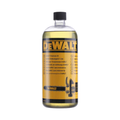 DEWALT chainsaw oil 1L container, shown with label and cap, designed for lubricating chainsaws and outdoor power tools.