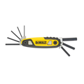 DEWALT folding locking hex keys set with metric sizes, featuring compact design and sturdy metal construction for versatile tool use.