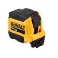 DEWALT compact 5-meter tape measure showing black and yellow casing with measurement markings visible.