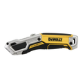 DEWALT TOUGHSERIES retractable blade utility knife with plastic handle and blade exposed, designed for cutting tasks.