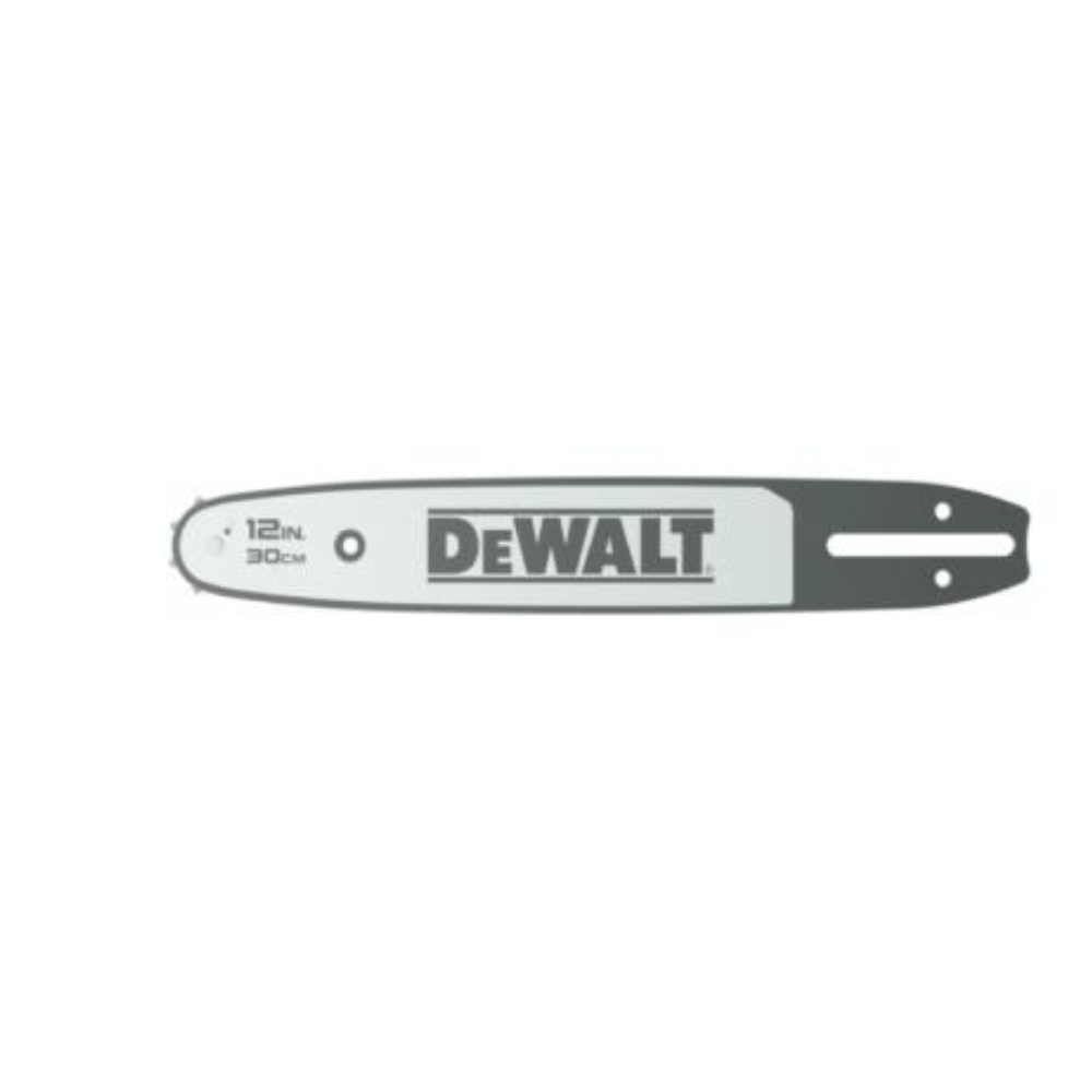 DEWALT 30cm chainsaw bar with 0.325-inch chain, durable tool component for chainsaw maintenance and cutting tasks.